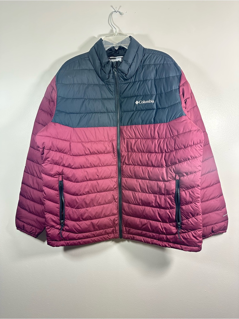 Columbia Size XL Men's Omni Heat Insulated Quilted Jacket Burgundy & Black - Picture 2 of 11